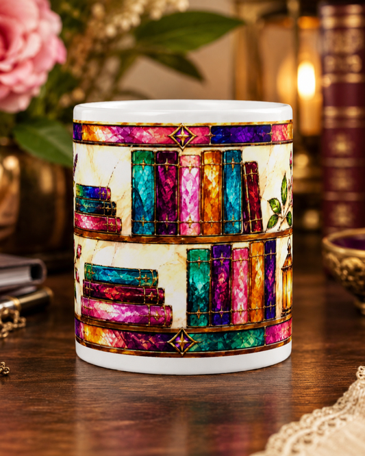 Mug Bibliothèque Vitrail pour amoureuse des livres