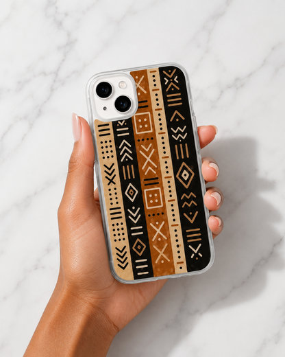 Mudcloth iPhone 17 Pro Max Case, 17 Pro, Sand Brown African Geometric