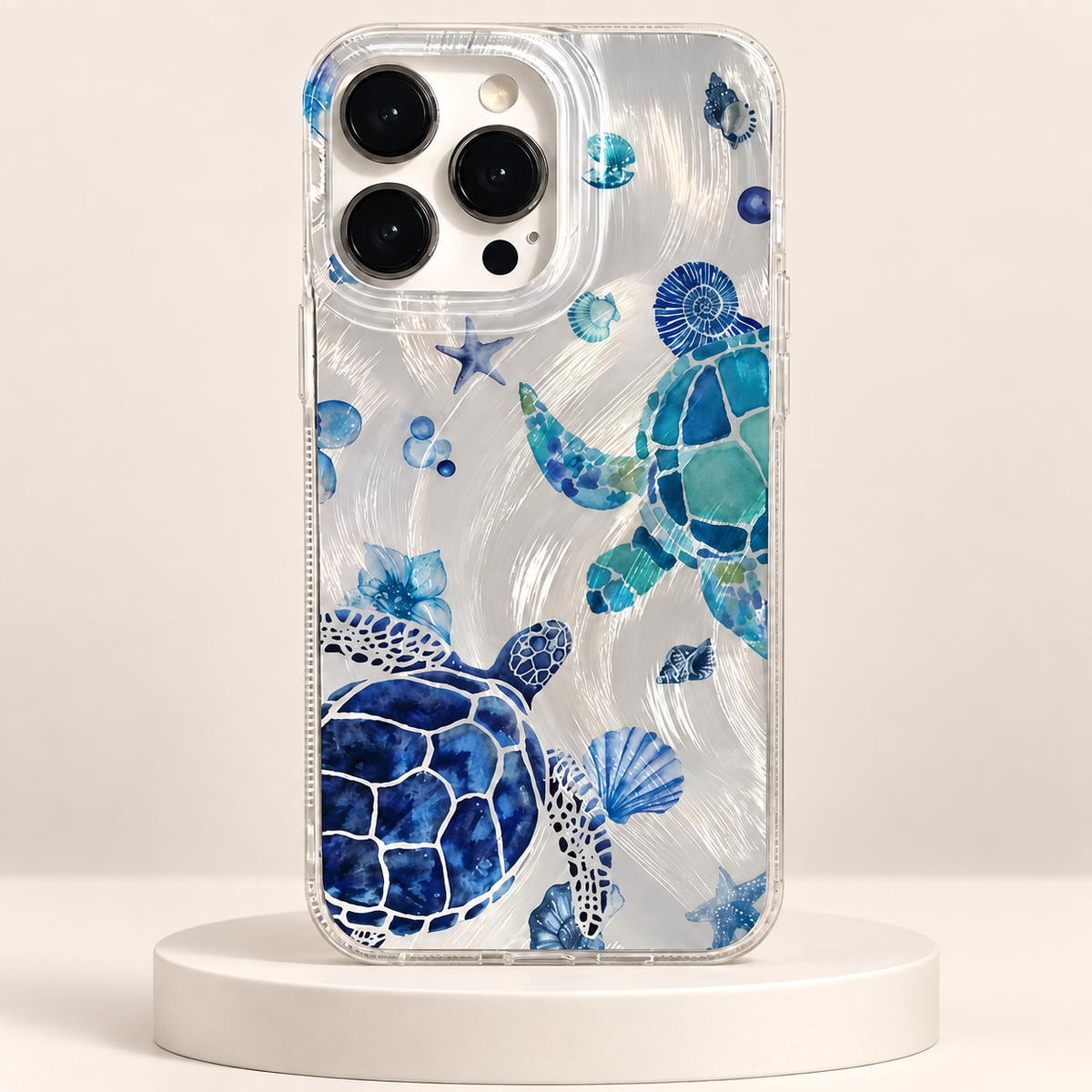 Coque iPhone Tortues de Mer, Design Océanique Bleu Turquoise