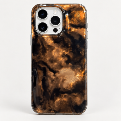Coque iPhone Marbre Abstrait Tie-Dye, Effet Marron Cuivré