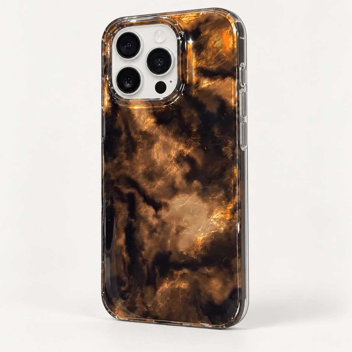 Coque iPhone Marbre Abstrait Tie-Dye, Effet Marron Cuivré