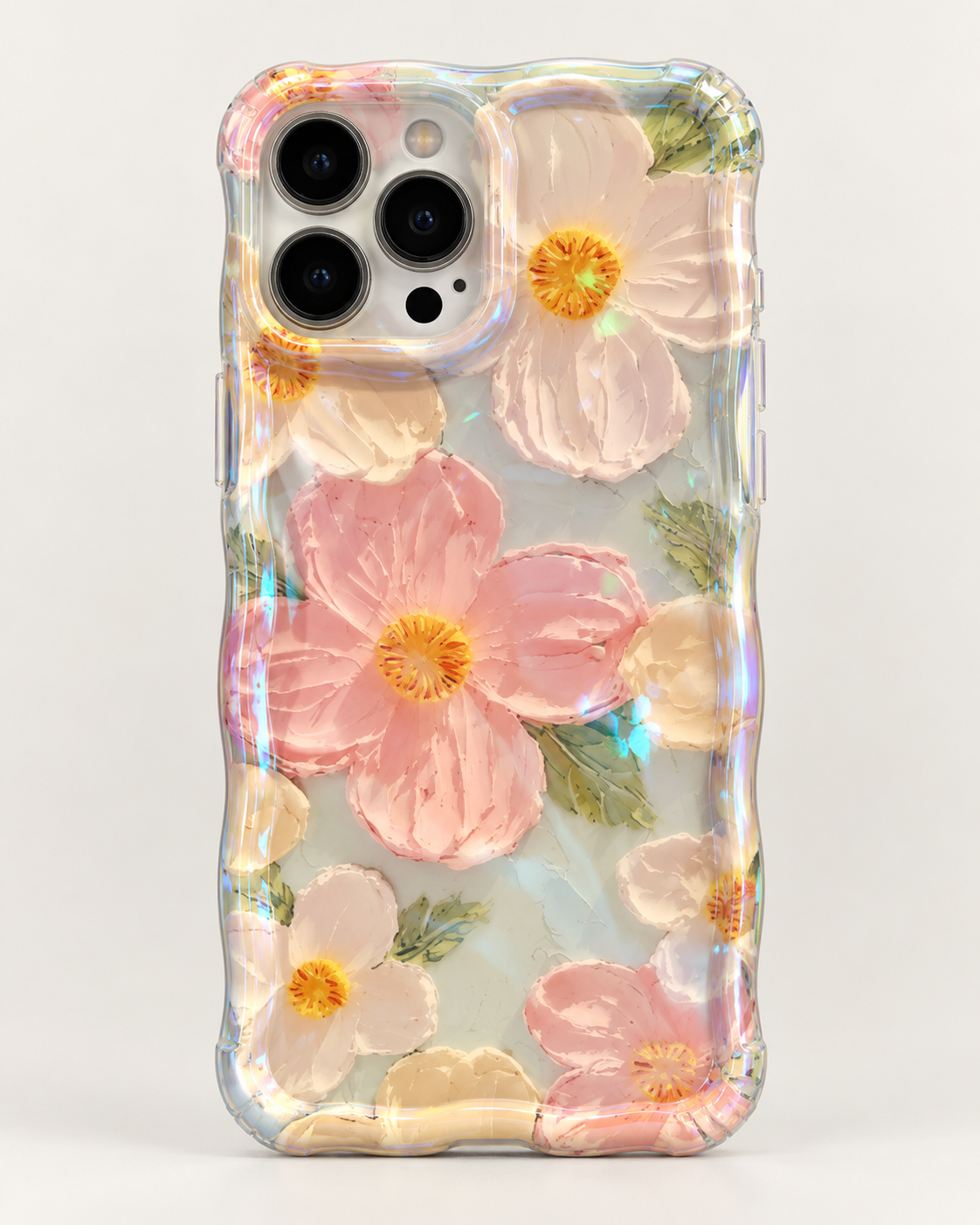 Coque iPhone Fleurs Pressées et Papillons, Translucide Pastel