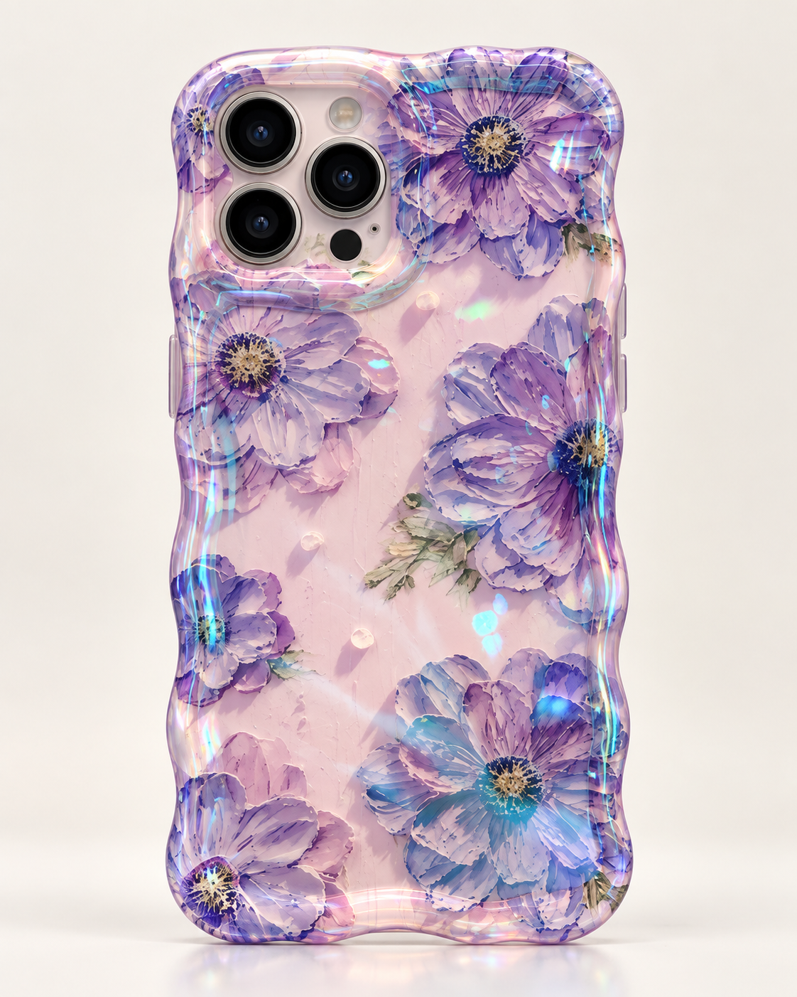 Coque iPhone Fleurs Pressées, Translucide Violet Lavande
