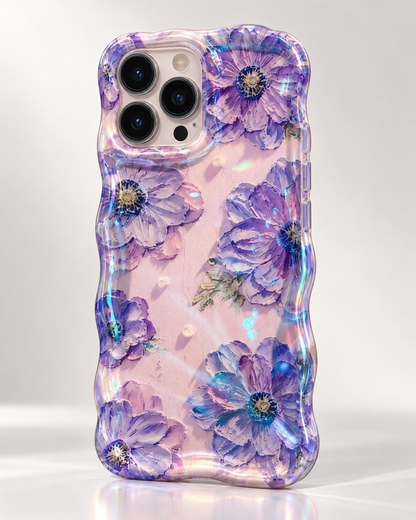 Coque iPhone Fleurs Pressées, Translucide Violet Lavande