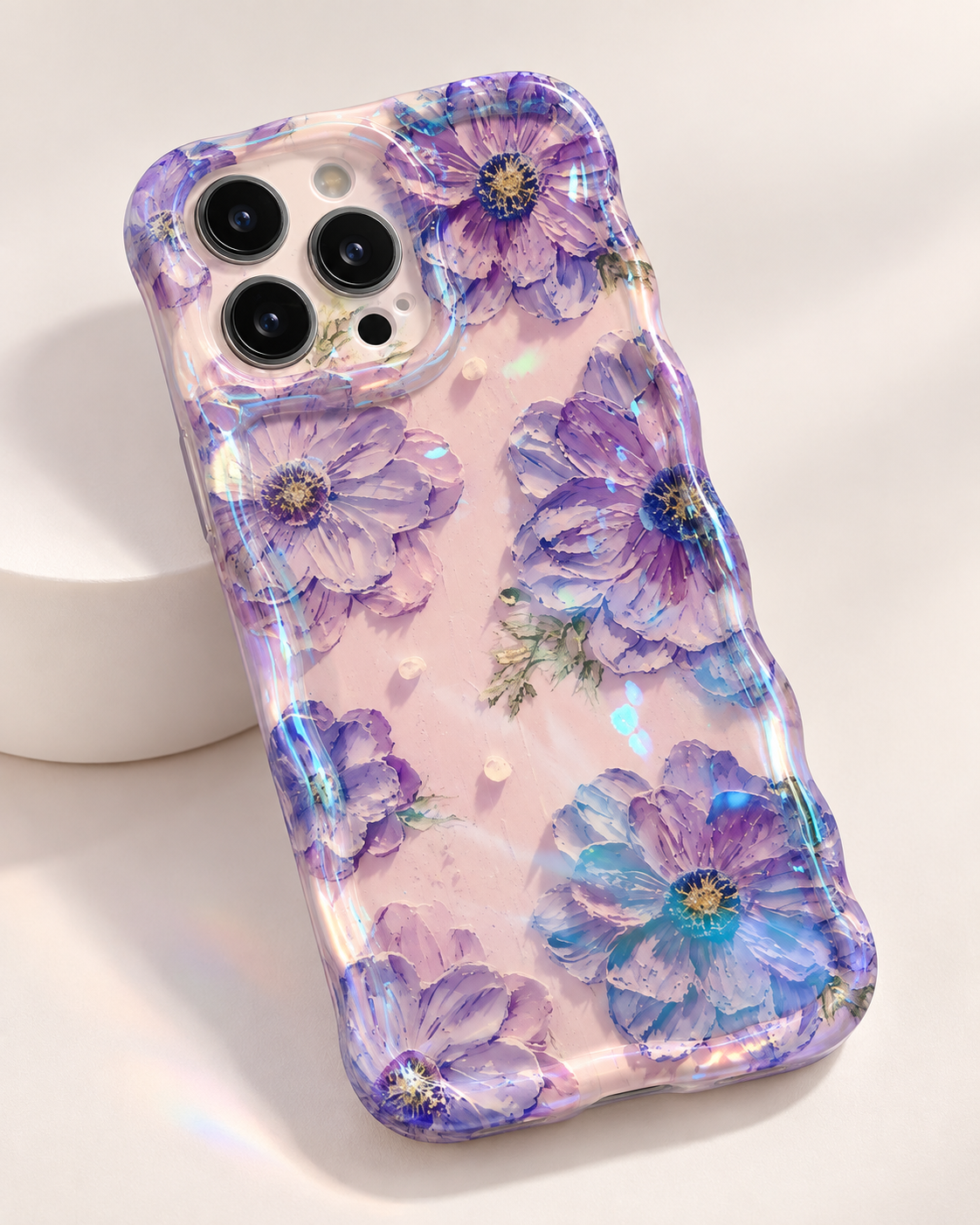 Coque iPhone Fleurs Pressées, Translucide Violet Lavande