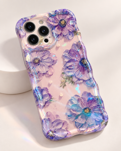 Coque iPhone Fleurs Pressées, Translucide Violet Lavande