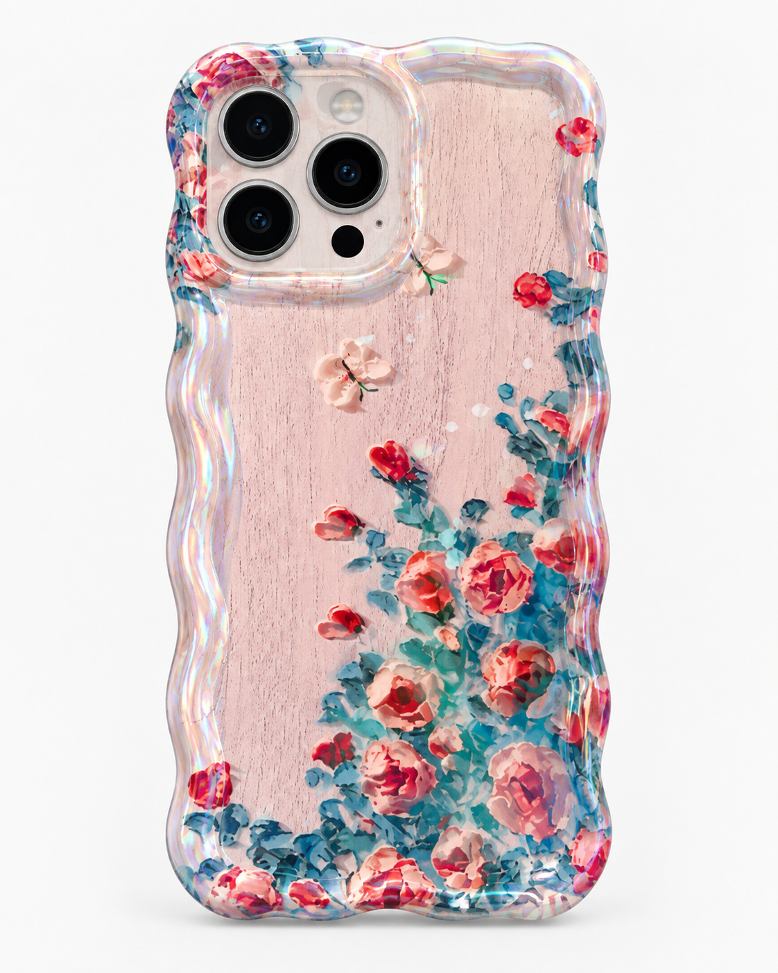 Red Translucent Roses and Wildflowers iPhone Case