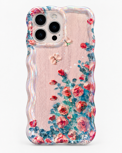 Red Translucent Roses and Wildflowers iPhone Case