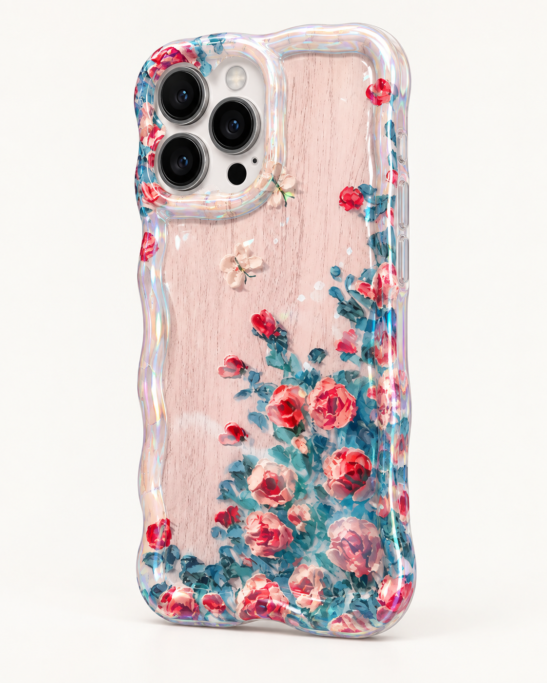 Red Translucent Roses and Wildflowers iPhone Case