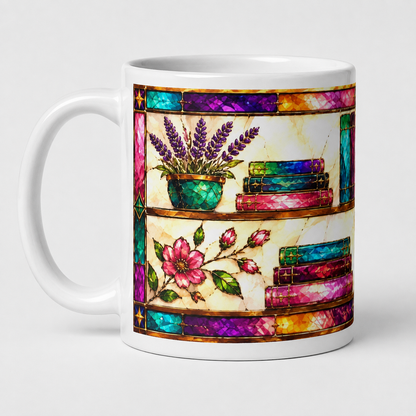 Stained Glass Library Mug, Cup for Book Lovers