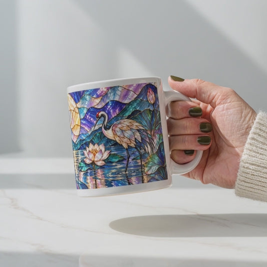 Mug Grue et Lotus sous la Lune, Tasse Zen Irisée