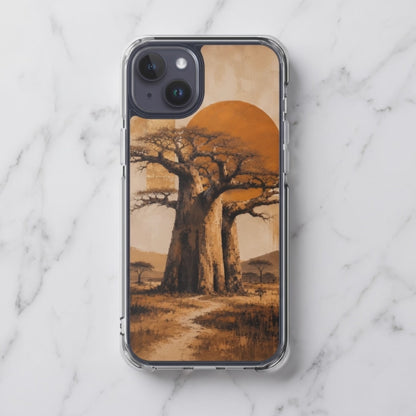 Golden Baobab iPhone Case, 17  Air, 16 Pro, African Savanna Sunset